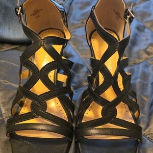 Adrienne Vittadini Black Strappy Heels